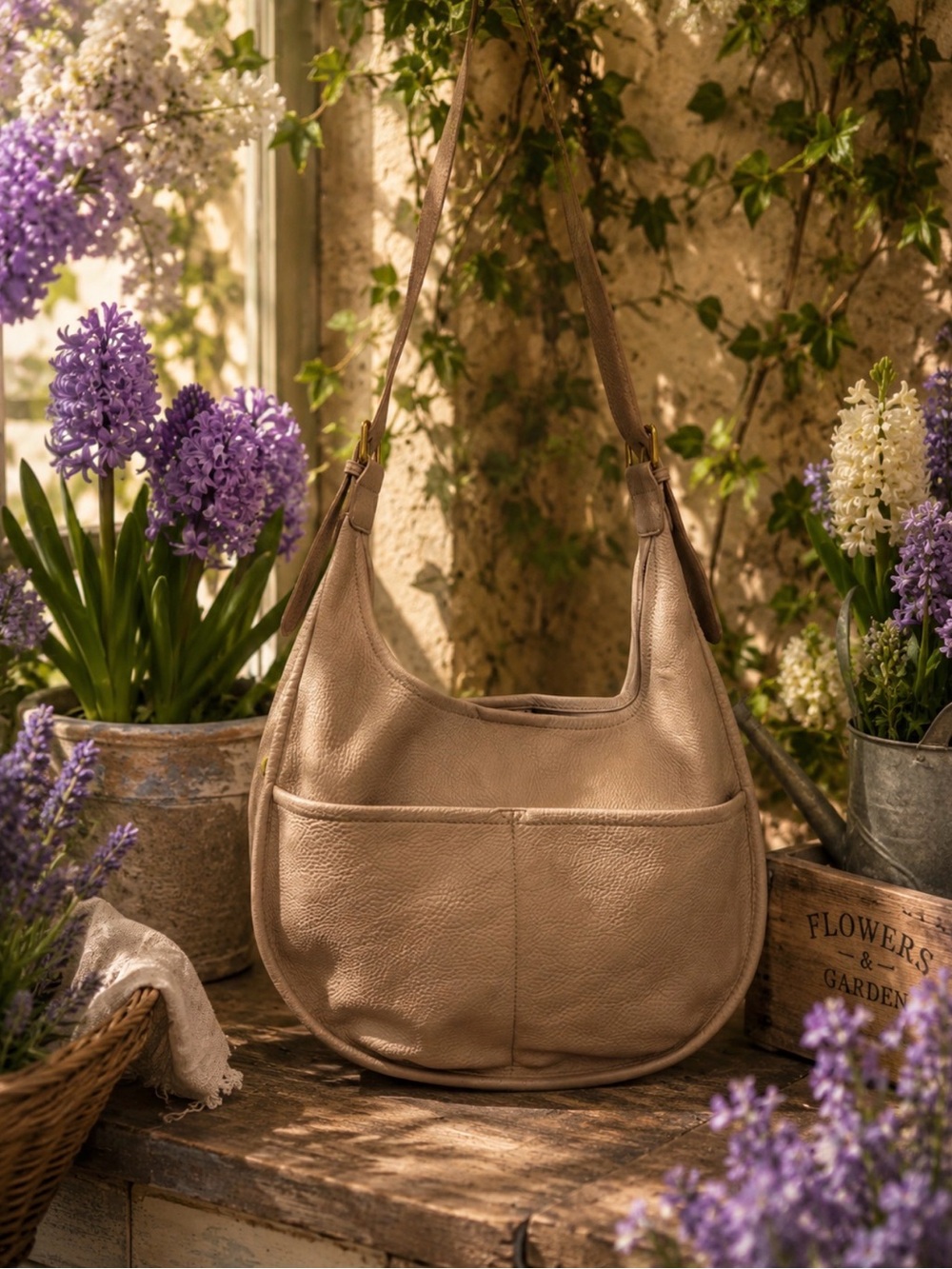 Antik Kraft Classic Pebbled PU Hobo Bag with cosmetic bag